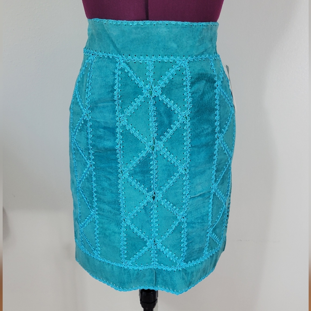 Vintage ii Sisters suede patchwork skirt